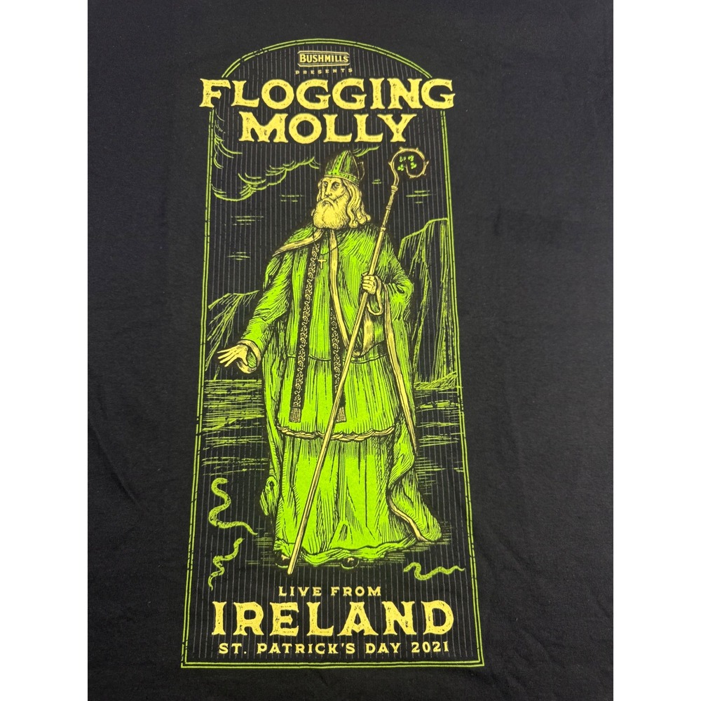 Flogging Molly Live From Ireland St Patricks Day 2021 Band T-Shirt Black Large
